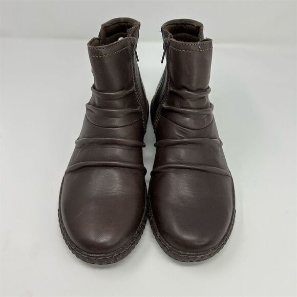 Clarks Caroline Orchid Chocolate Brown Leather Flat Ankle Boots Size 9.5 Wide - Picture 4 of 11